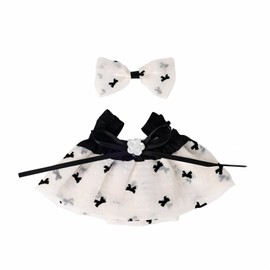 Doll Clothes Set for 15cm/17cm LB Dolls, Princess Dress with Hair Accessory (02.Black (Hair Bow+Dress))