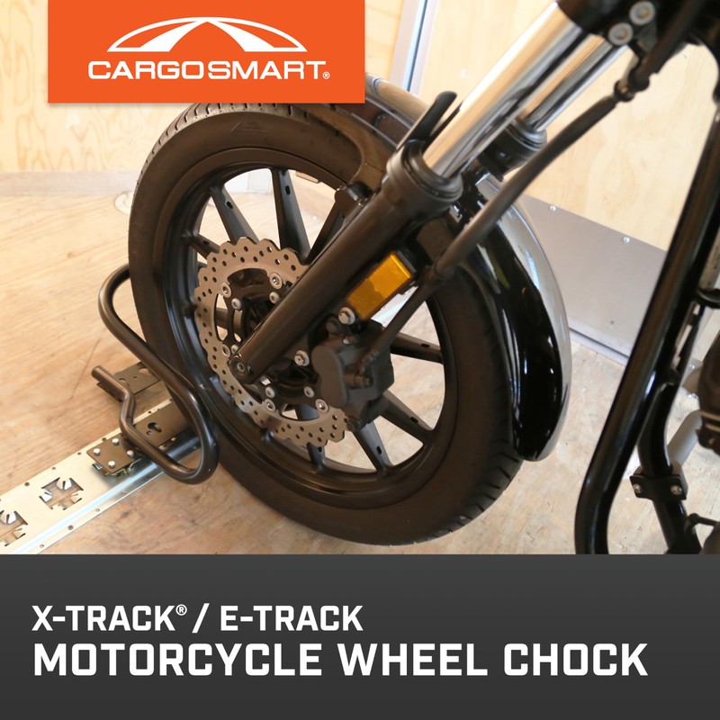 CargoSmart Motorcycle Wheel Chock — Connects to X-Track and E-Track