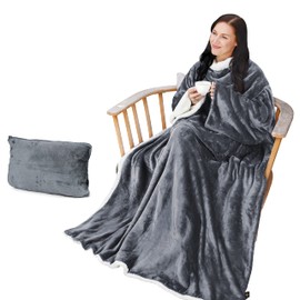 Catalonia Sherpa Wearable Blanket with Sleeves Arms, Super Soft Snuggly Body Blanket for Adult Women and Men, Portable, Gift for Her