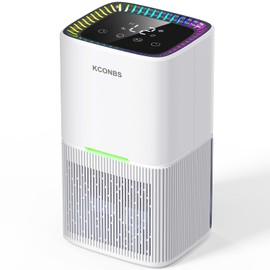 KCONBS Dehumidifier, Dehumidifier for Home, 60 OZ Water Tank, 500 sq.ft Dehumidifiers for Bathroom, Bedroom, Basement with Auto Shut Off, Timer, 7 Colors LED Light (off white)