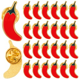 Hoteam 24 Pcs Chili Enamel Pins Bulk Set Red Chili Pepper Pins Brooches Party Supplies Pepper Festival Accessories for Clothes Hats Jackets Backpacks DIY Suitable for Men Women Adults Gifts