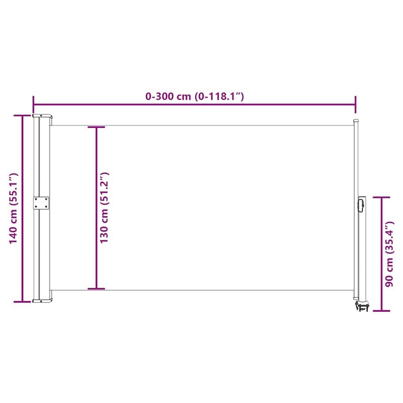 vidaXL Side Awning Cream Screen, Grey Stand