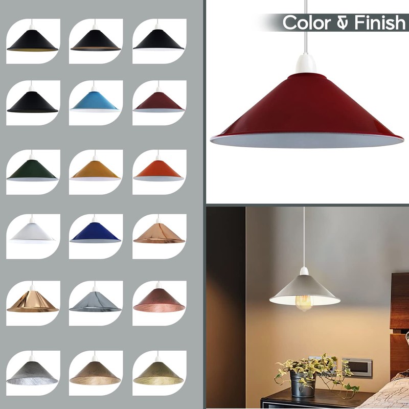 DCVOLTAGE 2 Pack Modern Ceiling Lamp Shade Pink Metal Cone