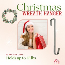 Iconikal 4-Pack Over-The-Door Wreath Hangers 13-Inch 2 Metal 2 Plastic 10-lb Capacity Scratch-Safe Indoor Outdoor Home Decor Holiday