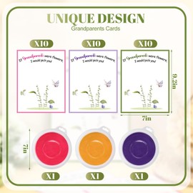 Motipuns 30 Pcs Grandparents Day Crafts for Kids Handprint Greeting Cards Gifts with 3 Pcs Large Ink Pads for Preschool Kindergarten Grandparents Day Activities Bulk Crafts(Flower,Classic)