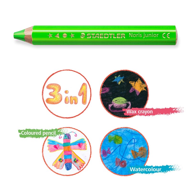 STAEDTLER 140 C4P1 Noris Junior 3-in-1 Colouring Pencils for Toddlers