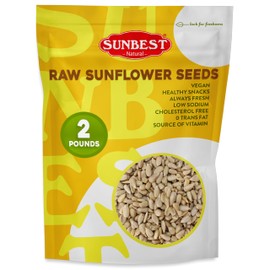 Sunbest Natural Raw Sunflower Seeds, 2 lbs – Unsalted & No Shell – Sunflower Seed Kernels to Eat – For Snacking, Baking & Topping – Road Trip, After School Snack for Kids & Adults – Kosher (32 oz)