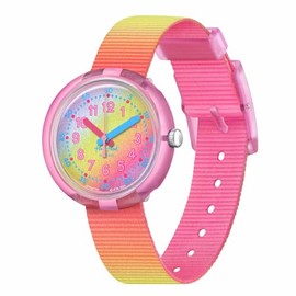 Flik Flak Unisex Kids Casual Pink Bio-sourced Quartz Watch Shades of RAIMBOW