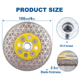 HIGHDRIL Diamond Cutting Grinding Disc 105 mm Galvanised Blade for Cutting and Grinding Granite Marble Tile Natural Stones