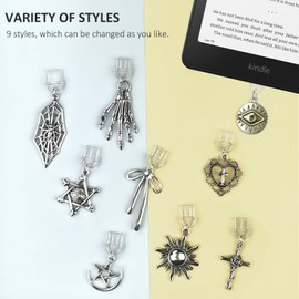 Kindle Charms, 9 Pack Charms for E-Readers, USB C Dust Plug Charm Compatible with USB C Charging Port, Gift for Reading Lovers, Teachers, Students, Kindle Accessories (Cool, for USB C Prot)