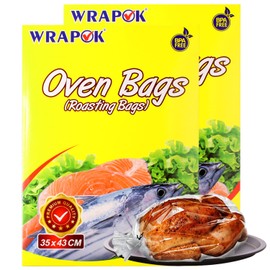 WRAPOK Roasting Cooking Bags Oven Chicken Bag for Meat Poultry Fish Seafood Vegetable, Medium - 10 Bags (14 x 17 Inch)