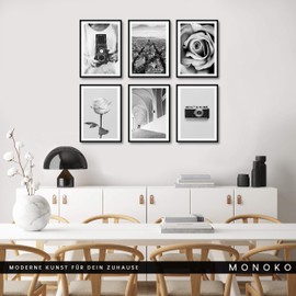 Monoko Living Room Poster Set, Premium Set of Pictures for Bedroom , Stylish Wall Pictures, Set of 6 without Frame