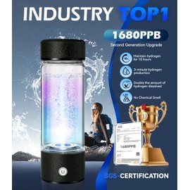 IUHFSIFS 2025 Hydrogen Water Bottle, SPE PEM Technology, SGS Certified - 1680PPB, Hydrogen Water Bottle ROHS Certified, Water Treatment in 3 Minutes, Black