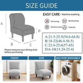 LavishCover Armless Accent Chairs Covers, Thick Armless Recliner Sofa Cover Stretchable, Removable Armless Chair Slipcover for Living Dining Room Hotel (LightGray, 1pc)