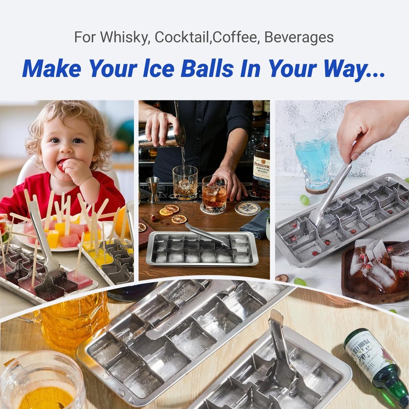 2 Pcak 18-Slot Ice Cube Trays Stainless Steel - Professional