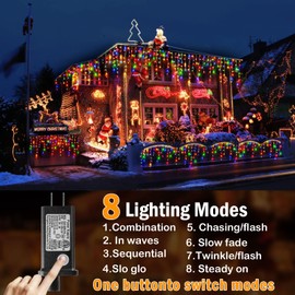 Hezbjiti Christmas Lights Decorations Outdoor, 800 LED 65.6 FT 8 Modes 150 Drops Fairy String Curtain Lights for Christmas Decor Eaves Window Party Yard Garden Indoor (Multicolor)