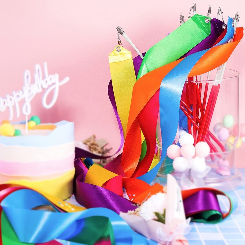 HiUnicorn 12PCS Yellow Dance Ribbons Party Favors for Girls Rhythmic