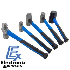 5 Piece Heavy Duty Hammer Set - Includes 32oz Rubber Mallet, 3lb Sledge Hammer, 3lb Cross Pein Hammer, 32oz and 16oz Ball Pein Hammers by EX ELECTRONIX EXPRESS