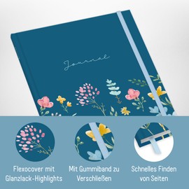 paper&you® Bullet Journal Dotted A4+ with Elastic Band "Happy Flower" 156 Pages, Dotted Notebook, Sketchbook, Diary - Sustainable and Climate Friendly