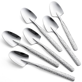 Dessert Spoons Set of 6 Stainless Steel Ice Cream Spoons Sugar Small Spoon for Home Kitchen Coffee Bar (6)