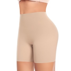 Womens Seamless Shaping Boyshorts Panties Tummy Control Underwear Slimming Shapewear Slip Shorts(#A1 Beige(no Control),X-Large)