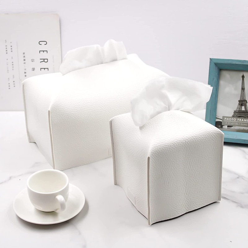 Tissue Box Cover, PU Leather Square Tissue Box Holder with