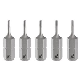 QUARKZMAN Pack of 5 T6 Screwdriver Torx Bit 1/4 Inch Hex Shank 25 mm/1 Inch Length Magnetic Star 6 Point Head Hexagonal Bits S2 Steel Screwdriver Bit for Electric Screwdriver Tools