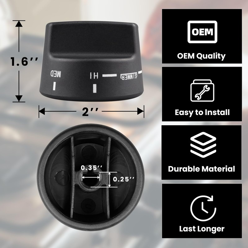 Suireh PA010034 Cooktop Burner Knob for Viking Gas Range,9mm/0.35 inch