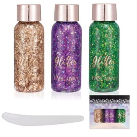 HANDAIYAN 3 Pcs Gel Corporal Purpurina Escamas Sirena, Brillos para el Cuerpo, Gel de Purpurina para Cuerpo y Rostro, Sombra de ojos, Glitter Maquillaje Piel Cremosa Para Festival, Decoración Corporal (C)