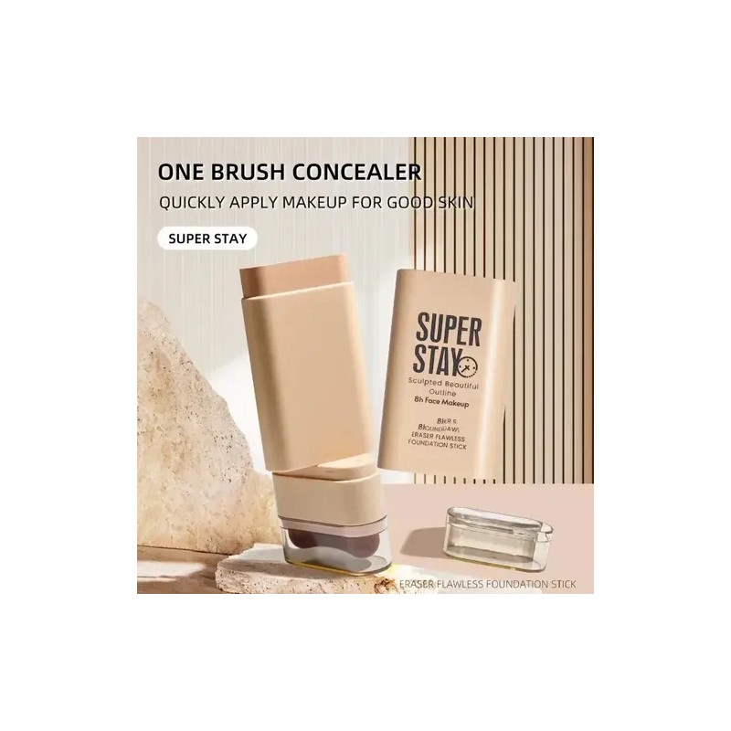 Base De Maquillaje, Corrector Y Contorno En Barra + Pincel