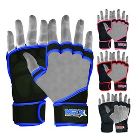 Workout Gloves for Men and Women Ventilated Weight Lifting Gloves with Wrist Wraps sticky Palm Protection with Extra Grip Gym Gloves for Exercise Pull Ups, Cross Training | Blue L/XL