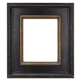 Creative Mark Museum Plein Aire Wooden Art Picture Frame Museum Quality Closed Corner Ready Made 3.5 Inch Wide Frames - [Antique Black w/Gold Detail - 9x12]