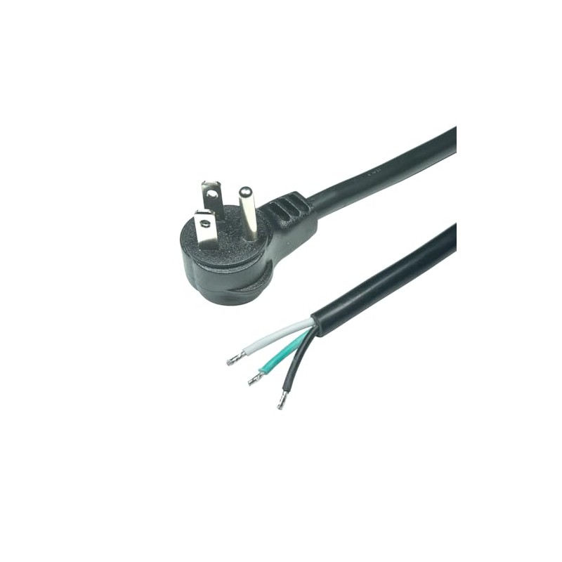 90 Degree Electrical Plug Replacement Power Cord with Open End