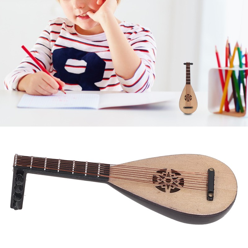 Lute Model Ornaments Simulation Pipa Chinese Guitar Stringed Instrument Decor