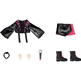 Good Smile Company Nendoroid Doll Idol Outfit Set: Rose Red Fashion Print Skirt, Jacket and Top, Choker, Boots, Microphone, Hands