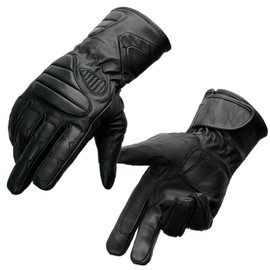 Milwaukee Leather SH451 Men's Black Leather Gauntlet Racing Motorcycle Hand Gloves with Wrist and Knuckle Padding Protection - Small