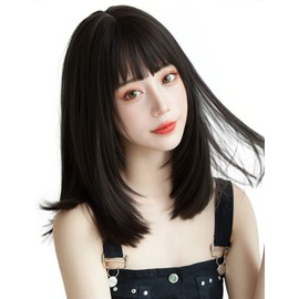 Wig Medium Straight Natural Wigs Full Wig Semi Long Layers Women's Wig With Net