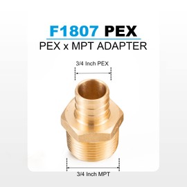 WMAXPFIT(5 Pack) 3/4 Inch PEX x 3/4 Inch Male NPT Thread Adapter F1807, LF Brass crimp fitting for PEX-b pipe
