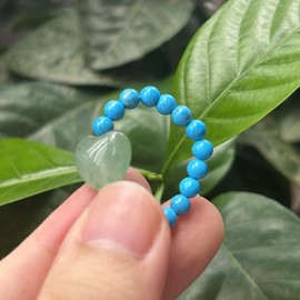 Bacatgem 2Pcs 0.4 Inchs Love Heart &0.16 Inchs Ball Crystals and Healing Stone,Blue Howlite Turquoise+Green Aventurine