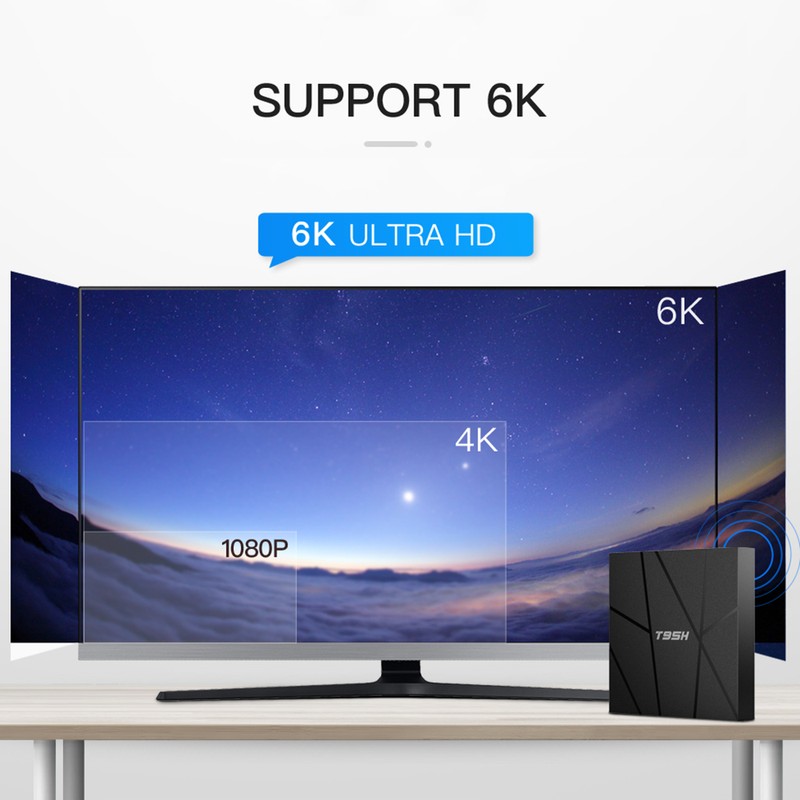 T95H Android 10.0 Smart TV Box Allwinner H616 Quad-core 64 Bit 4+32GB 6K Media Player LCD Display