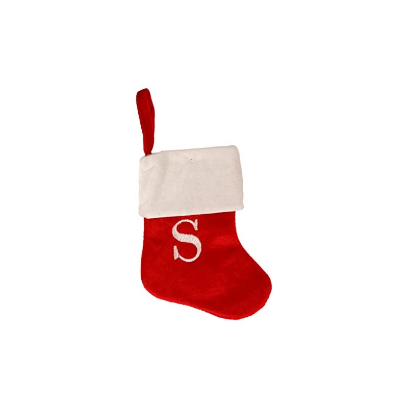 Mini Monogrammed Christmas Stocking (8 in) Red Plush White Cuff
