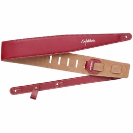 Nefelibata Guitar Strap 2.5", Head Layer Cowhide Italian Red Leather Adjustable Guitar Straps with Foam Padding for Bass, Electric, and Acoustic Guitars