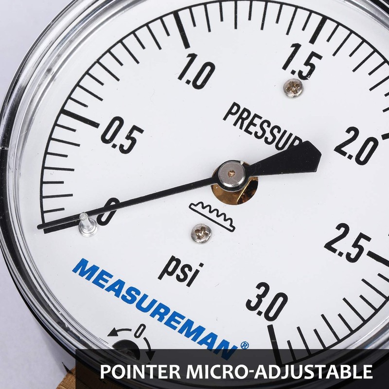 MEASUREMAN Diaphragm Type Capsule Low Pressure Gauge 3psi, 2-1/2" Dial,