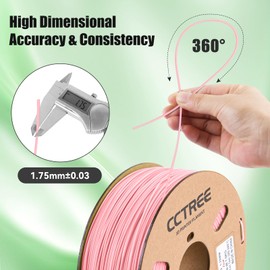 CCTREE ABS Filament 1.75mm, 1kg Spool, Dimensional Accuracy ±0.03mm, ABS+ 3D Printer Filament Plus, High Strength & Heat Resistance 3D Printing Filament, Pink