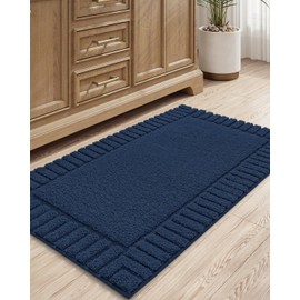 LUMI Premium Bath Rug, Extra Soft and Absorbent Bathroom Mat, Quick Dry, Non Slip, Machine Washable Bath Mat for Shower and Tub, Blue, 24"x43"