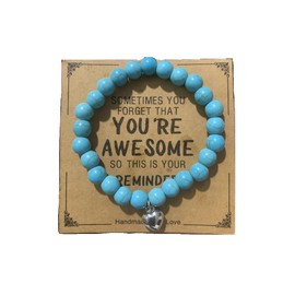 Inspirational Bracelets for Women Natural Stone Healing Relaxation Chakra Bracelet Gifts for Graduation Birthday Christmas Mothers day Valentines Thanksgiving Teacher Appreciation Gifts for Her Mom Best Friend Sister Women(Turquoise)