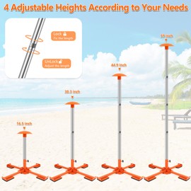 Boat Cover Support Poles 2 Pack, Stainless Steel Boat Cover Poles Adjustable 16"-59", Boat Cover Support System 4-Stage Extension with Metal Quadrupod Base for Pontoon and Jon Boat(Orange)