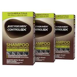 Just For Men Control GX Anti-Grigio Graduale Uomo Shampoo Riduce Gradualmente il Grigio, Per Un Look Naturale e Discreto, 118 ml (Pack of 3)