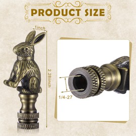 Chunful 2 Pack Rabbit Lamp Finials Decorative, Bunny Shade Antique Finial Lamp Toppers Screw Cap Knobs 1/4-27 Thread Decorative Knob Finials Accessories for Home Room