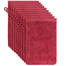 NatureMark Terry Cloth Wash Mitts, Pack of 10, Wash Cloth, 100% Cotton, Burgundy Red, 15 x 21 cm